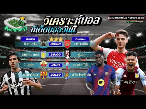 วิเคราะห์บอลวันนี้ ทีเด็ดบอล | คืนวันอาทิตย์ที่ 28 กันยายน 2568 By เซียนสนามหญ้า