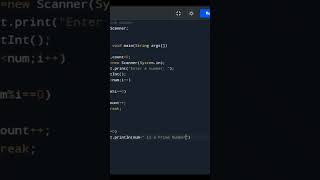Prime Number Program in Java | Program in Java | Quick code | Coding for Beginners | #shorts