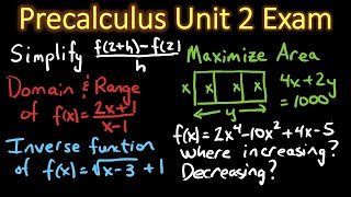 Precalculus Exam 1 (Unit 2) Review Problems and Solutions (Functions: Domain, Range, Graphs, etc...)
