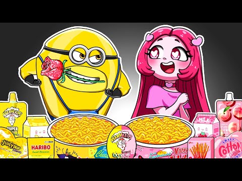 ASMR 🍕🌭Mukbang YELLOW & PINK Food Challenge | Tastytoon