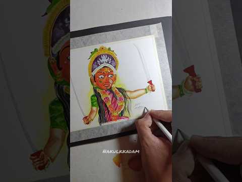 Maharashtrian mask festival shree saptashrungi devi watercolor painting #saptashrungi #bohada  #mask
