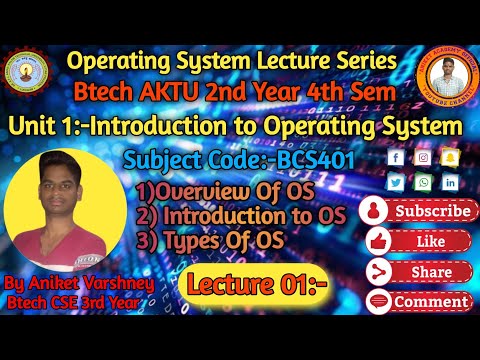 !! 🤘🤘Operating System(OS) Unit:-1 Video lecture:-01 CSE/IT  BCS401 Btech AKTU 2nd Year 4th sem🤘🤘!!