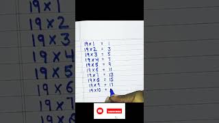 table of 19 #mathstricks #mathstables #tabletrick #tableof19 #shorts #viral #trick
