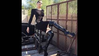Striking glossy leather high gloss black boots with fitted top styling guide for elegant ladies 