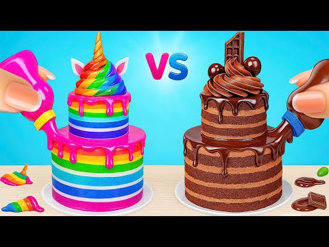 How to Make Mini Rainbow Cakes | Rainbow Unicorn VS Chocolate Cake Battle 4K🍫🌈