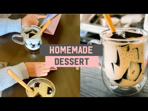 Delicious homemade dessert with Grass jelly and basil seed milk | Cooking vlog | Living in Japan