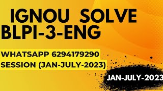 blpi-3 solved assignment 2022-23 / blpi-3solved assignment 2023 in english/ ignou blpi-3
