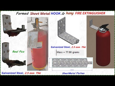 Wall mounted Sheet Metal Hook for Fire extinguisher in Solidworks, #3Dmodeling&Design #lasercutting