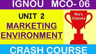 IGNOU MCOM | MCO 06 | MARKETING MANAGEMENT |  Unit2 | Marketing Environment | CRASH COURSE| PART 2