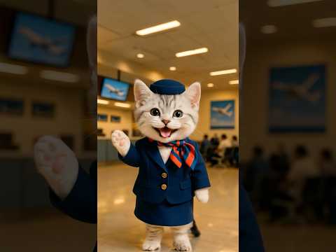 「むぎのキャビンアテンダントの1日に密着」  #cat #バイト #animation #マンチカン #cute #動物 #funnycats #猫 #funny #cutecat