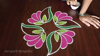 small flower rangoli | kutty kutty kolangal | simple and easy rangoli kolam @saisparkrangolies