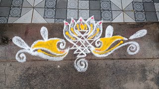 Aipasi Madham Border Kolam | Lotus Rangoli | S2-471