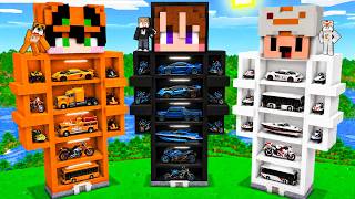 WE MAKE THE MOST LUXURIOUS CAR GARAGE INSIDE A GIANT STATUE IN MINECRAFT!!