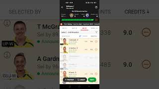 GUJ-W vs UP-WDream11 | GUJw vs UPw |Gujrat vs Up Women's IPL match17 Dream 11 Tam prediction today