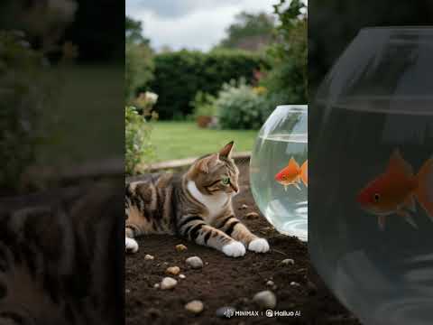 How do cats react when they see fish in the aquarium? #fish  #catlovers