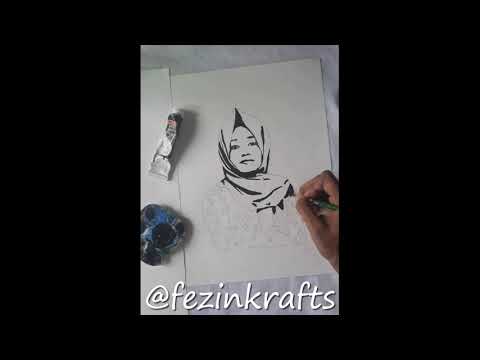 Acrylic portrait painting/STENCIL ART/black and white vector art