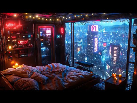 Cyberpunk Aesthetic: Rain And Ambient Music | Cozy Room In A Neon City