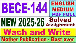 BECE 144 solved assignment 2025-26 in English || bece 144 solved assignment 2026 || ignou bece144