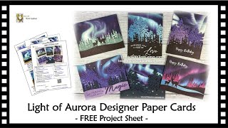 Lights of Aurora Designer Series Paper Card Tutorial - FREE Project Sheet with Measurements