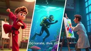 Action Verbs for Kids | Do Karate, Go Diving, Paint 🎨