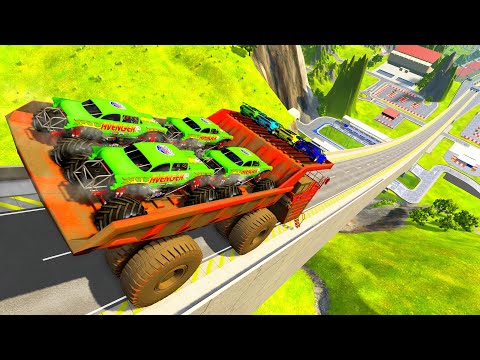 HT Gameplay # 23 | Big Trucks & Cars vs Epic High Speed Jumps & Deep Water Speed Bumps
