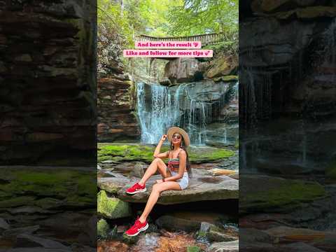 Pose idea with waterfall #posing #howtopose #posesideas #poses #posingtips #shorts #viralvideo #pose