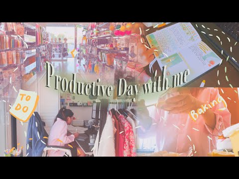 Productive Day with me | 🛍️Daiso haul, baking, study with me, online school