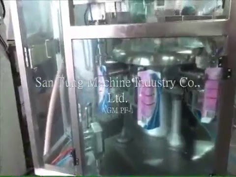 stand up pouch filling sealing machine for Dishwashing liquid AGM+PF 洗衣精 柔軟精給袋包裝