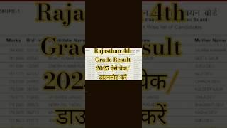 Rajasthan 4th Grade Result 2025 Kaise Dheke ? How To Check Rajsthan 4th Grade Result 2025 !!