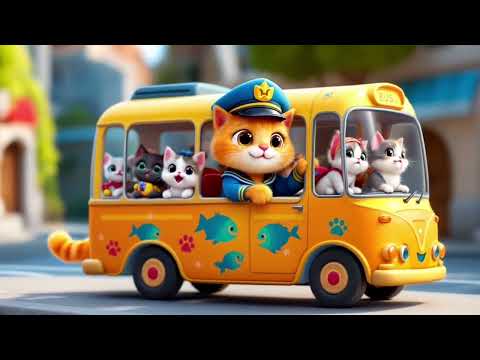Wheels on the Bus | 15 Min Loop with Cute Kittens 🐱 | Nursery Rhymes for Kids