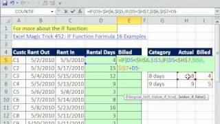 Excel Magic Trick 590: Nested IF function Convert From Actual Days to Billed Days