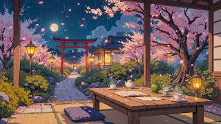 Open the Door to a Rainy Sakura Night 🌸 Cozy Japanese Retreat | Calm Lofi Vibes for Reading & Chill