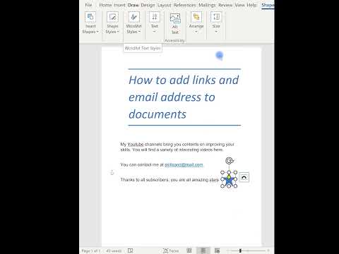 How to add email addresses  and links to documents to achieve a  professional look