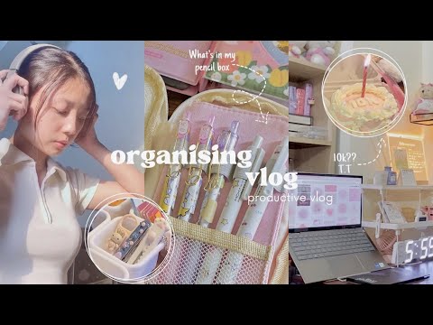 🎀 Organising my college dorm room 🇮🇳 productive vlog, what’s in my pencil case