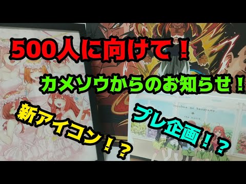 カメソウからチャンネル登録者数500人に向けてお知らせ！！