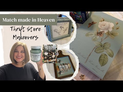 Thrift Store Makeovers using Fusion French Eggshell and IOD Brocante Transfer