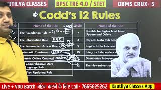 Dr E F Codd Rules in DBMS | BPSC/STET/EMRS/KVS/NVS/BCI | Computer Science by Shubham Sir