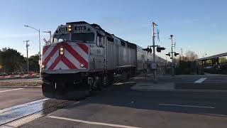 Caltrain Local #408 departs Morgan Hill Station and crosses East Dunne Avenue