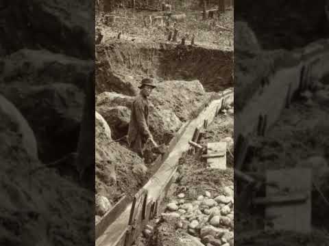 1800's BC Gold Rush ... Chinese Miners Working Fraser River Benches In Boston Bar  for Placer Gold