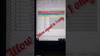 Excel Data validation #Rule 3 [Equal to] #excel #exceltricks #learnexcel #datavalidation #Shorts