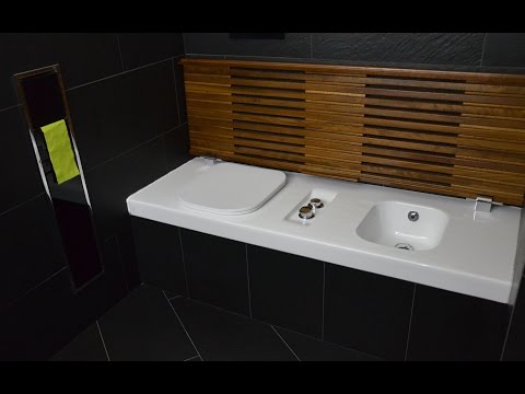 Sanikal Badeinrichtung: Hatria G-Full WC Bidet Bank mit Holzdeckel und Asis UP-WC Bürste/Rolle