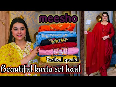 Meesho Beautiful festival wear Anarkali, straight, patani kurta set haul //Affordable kurta set haul