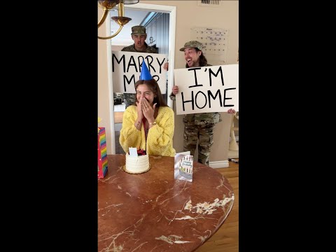 Soldier and brother in arms surprise propose to pregnant girlfriend on her birthday 🥹