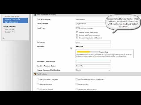 Updating your admin password in Pinnacle Cart