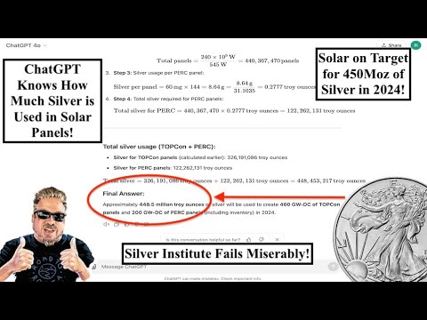 ALERT! Physical Silver Used in Solar for 2024 is Tracking 450Moz!! EASY TO CALCULATE!! (Bix Weir)