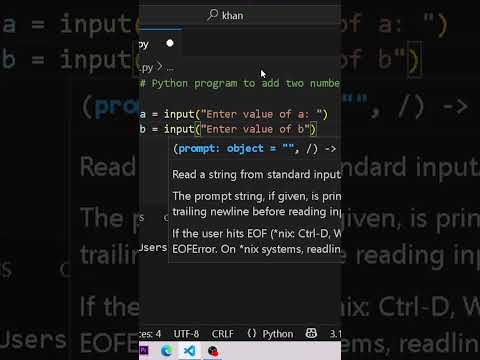 Python program to add two numbers #shorts #coding #programming