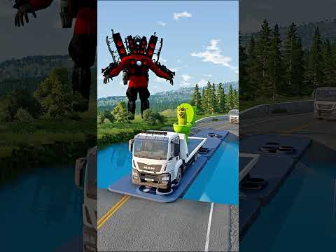 Flatbed trailer truck drive bollard crash #beamngdrive #truck #dumper #cement #dumptruck