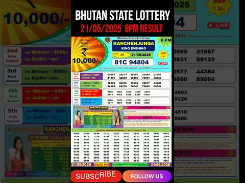 Bhutan State Lottery Result 8 PM 21/05/2025