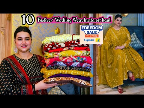 Flipkart Freedom sale upto 80% off Festive & Working wear 10  Kurta set haul @poojachoyal7135 