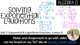 Solving Exponential Equations Algebra 2